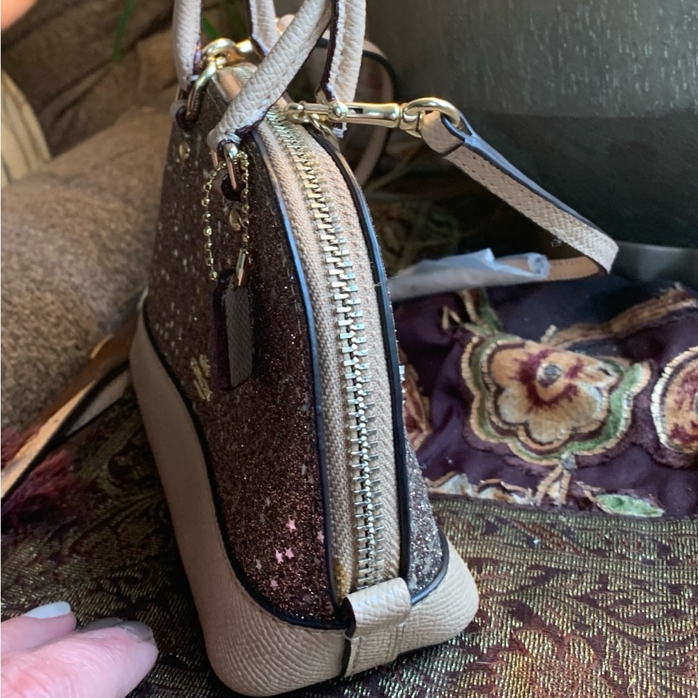 Authentic COACH Leather/glitter stars small zip top satchel/Crossbody - Picture 16 of 16